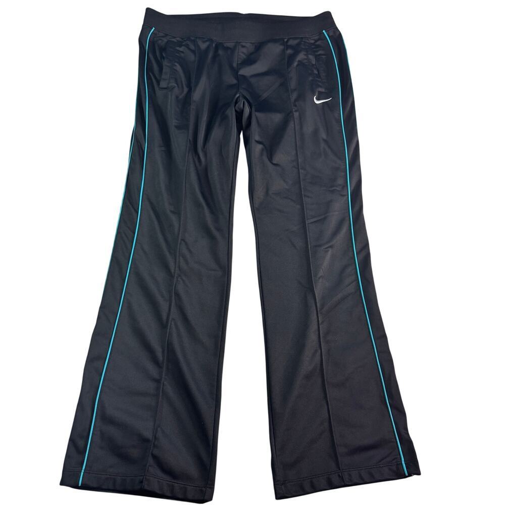 Nike Track Pants Womens L Black Blue Side Stripe Athletic Joggers 637960-011
